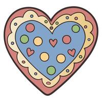 heart with polka dots and scalloped border in colorful doodle style vector