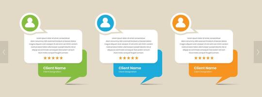 Feedback testimonial and client review card design with star rating and avatar vector