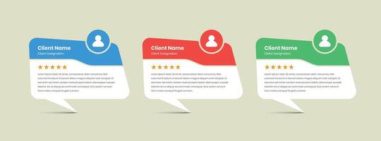 Simple client testimony or customer review feedback card template design vector