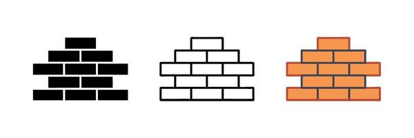 Brick flat icons featuring isolated brick and construction blocks. Simple and clean design, perfect for construction-related projects, architecture, and building concepts vector