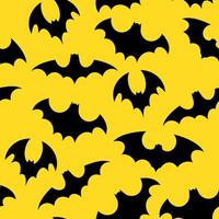 Yellow seamless pattern with black bats for Halloween vector