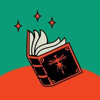 An open book with stars and a cross on it vector