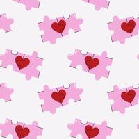 Cute seamless pattern for Valentine's Day. Two pieces of a puzzle with a heart. The concept of love and unity. vector