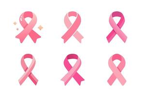 Collection of pink ribbon icons representing awareness and support for various causes. Versatile illustrations ideal for campaigns, events, and promotional materials related to health vector