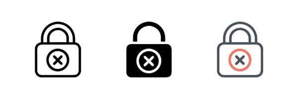Unsecure icon set featuring simple designs that represent security risks or vulnerabilities. Ideal for web, app, and software design vector