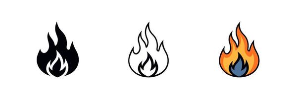 Flames icon set featuring detailed flame designs for t-shirts, banners, and logos. High-quality illustrations isolated on a white background, perfect for bold branding and graphics. vector