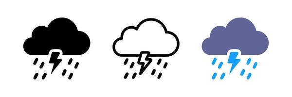 Storm icons featuring simple designs for social media, apps, and web use. Clean illustrations ideal for weather-related projects, forecasts, and user interfaces. Versatile and modern style. vector