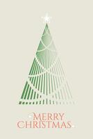 Christmas card simple design. Merry Christmas or New Year banner template with a geometric Christmas tree. Brutalist greeting card with abstract Christmas tree for card, banner, poster, web. vector
