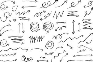 Arrow crayon brush doodle chalk line stroke. Sketch pencil texture line scribble arrow icon. Hand drawn grunge crayon brush sketch direction element on chalkboard. Transparent background. vector