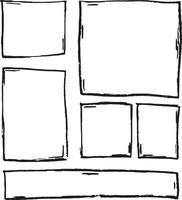 Charcoal grunge rectangular shapes set. Coal pencil sketches. Grunge backgrounds collection. Charcoal pencil rectangles and squares. Grungy backdrops on transparent background. vector