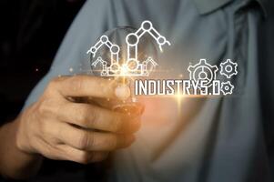The concept of developing an artificial intelligence system that can interact with humans and be used in the industry 5.0 system. photo