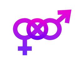 Bisexuality symbol illustration. Interlocked female and male gender sign. Colorful gradient graphic element representing bi community. vector
