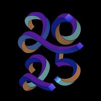 2025 new year number illustration. 3D figures. Design for calendar, holiday card, banner vector