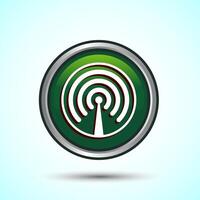 WIFI Icon Design Illustration, Internet Connection Symbol, Wireless and WIFI Sign, Green Color Round Button Design vector