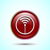 WIFI Icon Design Illustration, Internet Connection Symbol, Wireless and WIFI Sign, Red Color Round Button Design vector