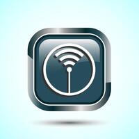 WIFI Icon Design Illustration, Internet Connection Symbol, Wireless and WIFI Sign, Gray Color Square Button Design vector
