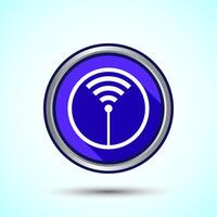 WIFI Icon Design Illustration, Internet Connection Symbol, Wireless and WIFI Sign, Blue Shadow Button Design vector