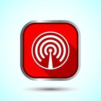WIFI Icon Design Illustration, Internet Connection Symbol, Wireless and WIFI Sign, Red Shadow Button Design vector