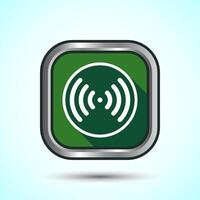 WIFI Icon Design Illustration, Internet Connection Symbol, Wireless and WIFI Sign, Green Shadow Button Design vector