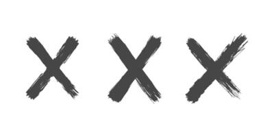 Black X marks set in distressed grunge style on a white background vector