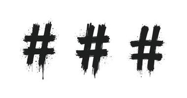 Black hashtag symbols set in distressed grunge style on a white background vector