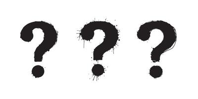 Black question marks set in distressed grunge style on a white background vector