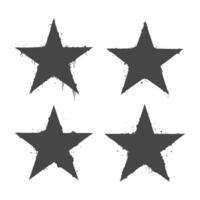 Four black star shapes in distressed grunge style on a white background vector