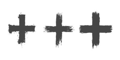 Black plus marks set in distressed grunge style on a white background vector