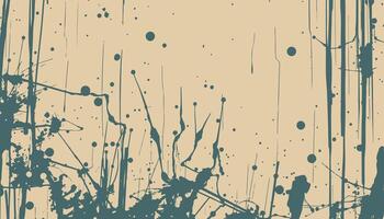 Abstract splatter paint background with blue and black paint splatters and drips on a beige canvas vector