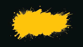 Yellow paint splatter on a dark background with halftone effect vector