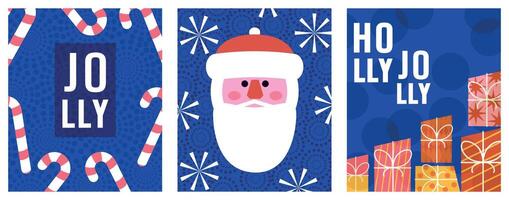 Set of banners. Christmas and New Year. Frame and shape. Elements and figures. Modern trendy minimalistic design. Hand drawn and doodle. Ornaments. Xmas. Cut out. Simple style. Santa Claus. Flat. Card vector