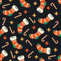Postcard for Christmas and New Year. Frame and border. Trendy minimalist style. Seamless pattern. Wrapping paper. Sparkles hand drawn. Doodle Retro. Simple elements and shapes. Flat style. Characters vector