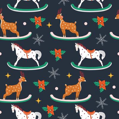 Seamless pattern for wrapping gifts. New Year and Christmas. Elements, shapes. Paper. Retro trendy style. Hand drawn. Doodle. Xmas. Wallpaper texture. December 25th. Boho. Collage and cut out. Flat