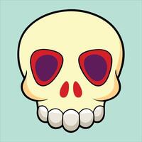 A cartoon skull with red eyes and a big nose vector