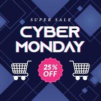 Cyber Monday special offer with neon design and colorful lights, vector