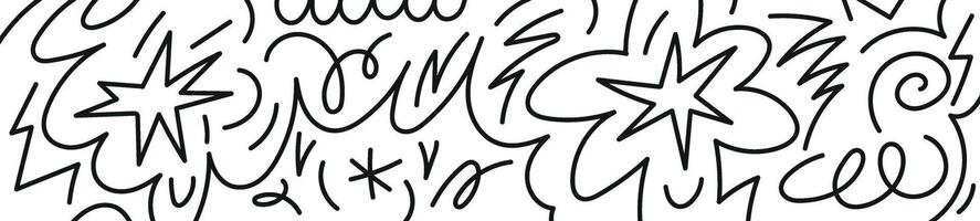 Hand-drawn elements fun abstract pattern with squiggle lines and shapes. background for kids art and graphic design. Flat illustration vector