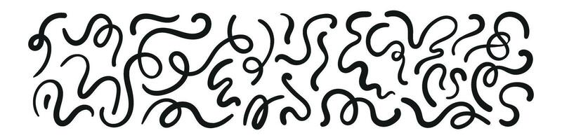 Abstract pattern with playful squiggle lines and brush strokes. Colorful texture with chalk and paint effects. Flat illustration isolated on white background. vector