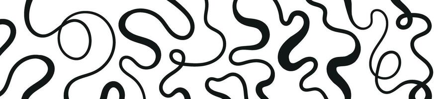 Fun pattern with abstract shapes, squiggle lines, and scribble textures. Flat illustration isolated on white background. vector