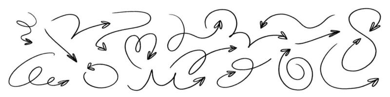 Doodle emphasis arrow icon. Design quirky twist zigzag line, spring coil, curve wave. Flat illustration isolated on white background. vector