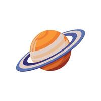 Saturn planet space isolated flat illustration on white background. vector