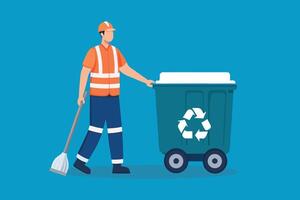 Garbage collection worker isolated flat illustration vector