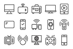 Technology and gadgets related editable icon set isolated flat illustration white background. vector