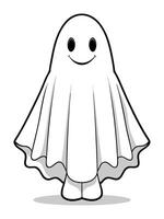Smiling ghost with shoes, perfect for Halloween coloring pages vector