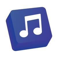 Music note audio sound button audio sound listening production 3d realistic isometric icon vector
