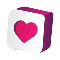 Realistic 3D Square with heart icon vector