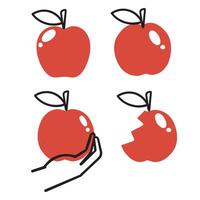 a hand holding an apple with a bite taken out of it vector