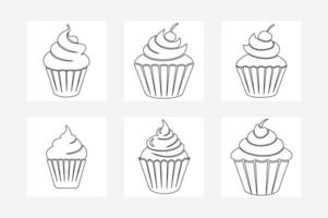 Minimalist Cupcake Outline Art Illustration on White Background Graphic for Print, Web, and Design Projects vector