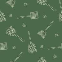 Outline Bug Fly Swatter Seamless Pattern illustration Design vector