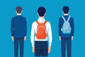 The back of a male student in uniform isolated flat illustration vector