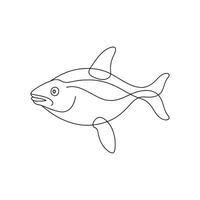 sunfish continuous line art flat illustration on white background. vector